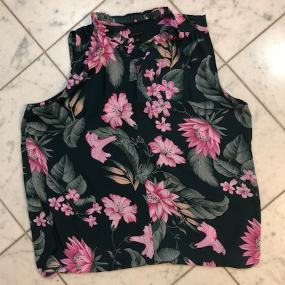 Green with Pink Flower Blouse